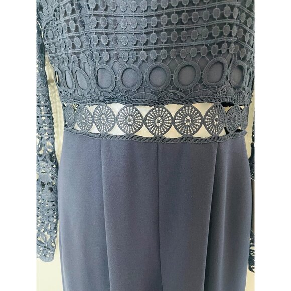 Love X Design Womens Navy Crochet Lace Jumpsuit M NWT - Picture 6 of 11